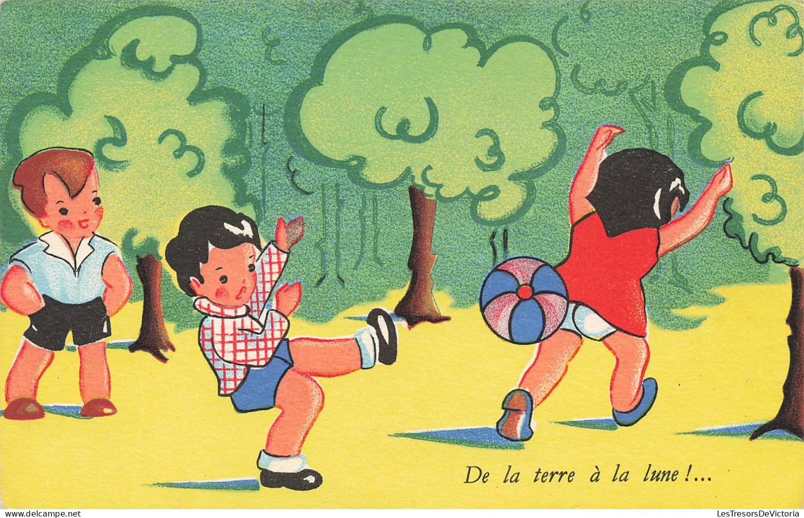 FANTAISIES - De La Terre à La Lune!.. - Collection  Humoristique Les Enfants.. Ibles - Colorisé - Carte Postale Ancienne - Andere & Zonder Classificatie