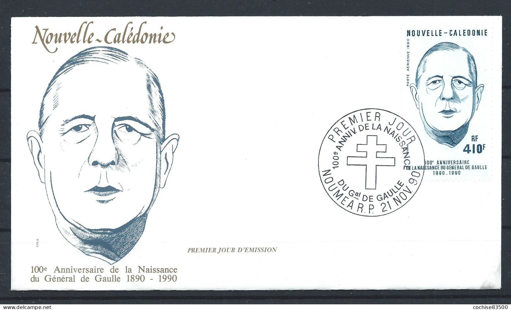 Nouvelle Calédonie - FDC  Enveloppe 21/11/1990 - Général Charles De Gaulle - FDC