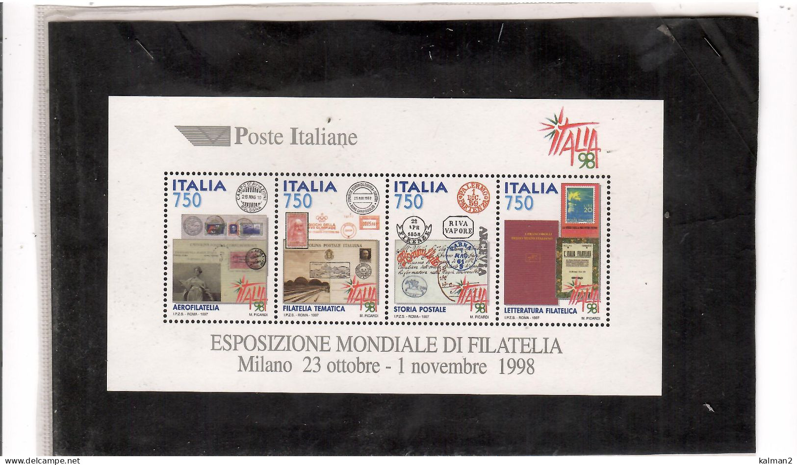 " ITALIA '98 "  FOGLIETTO  ESPOSIZIONE MONDIALE DI FILATELIA - 1991-00: Mint/hinged