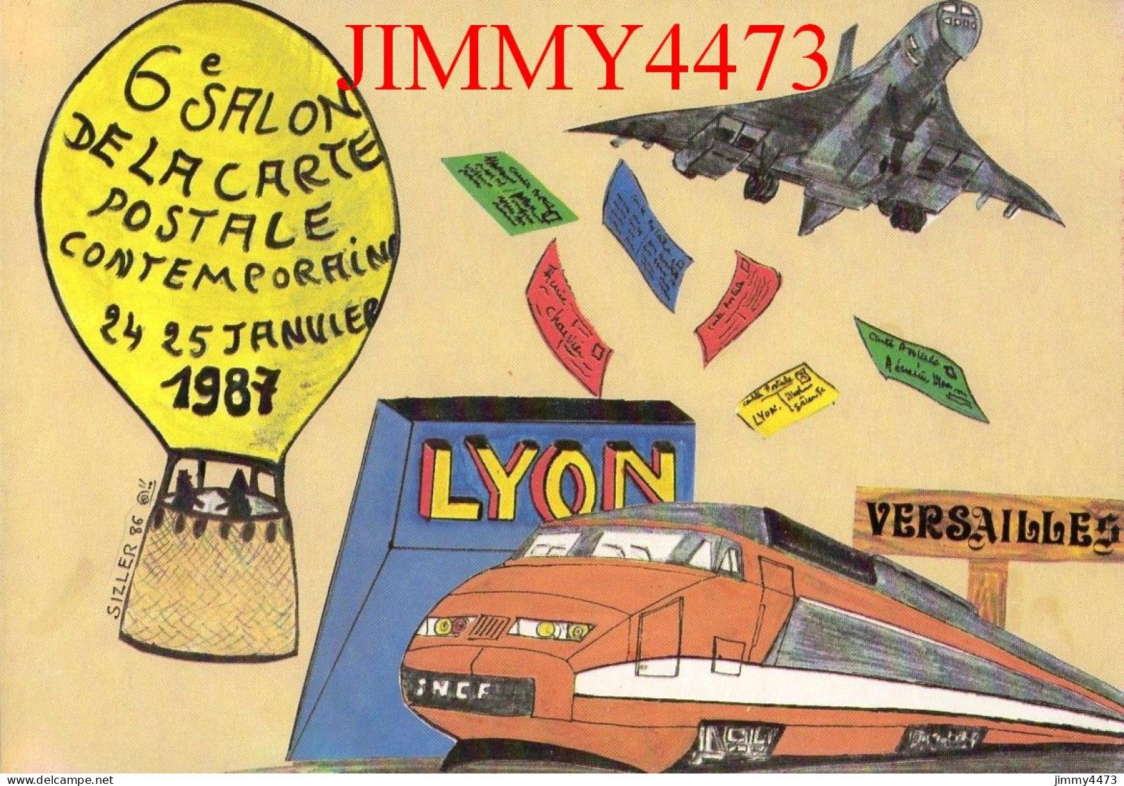 CPM - LYON  - 6è Salon De La Carte Postale Janvier 1987 - Illust. J-C Sizier - Ed. Des Escargophiles - Tirage à 300 Ex. - Bolsas Y Salón Para Coleccionistas