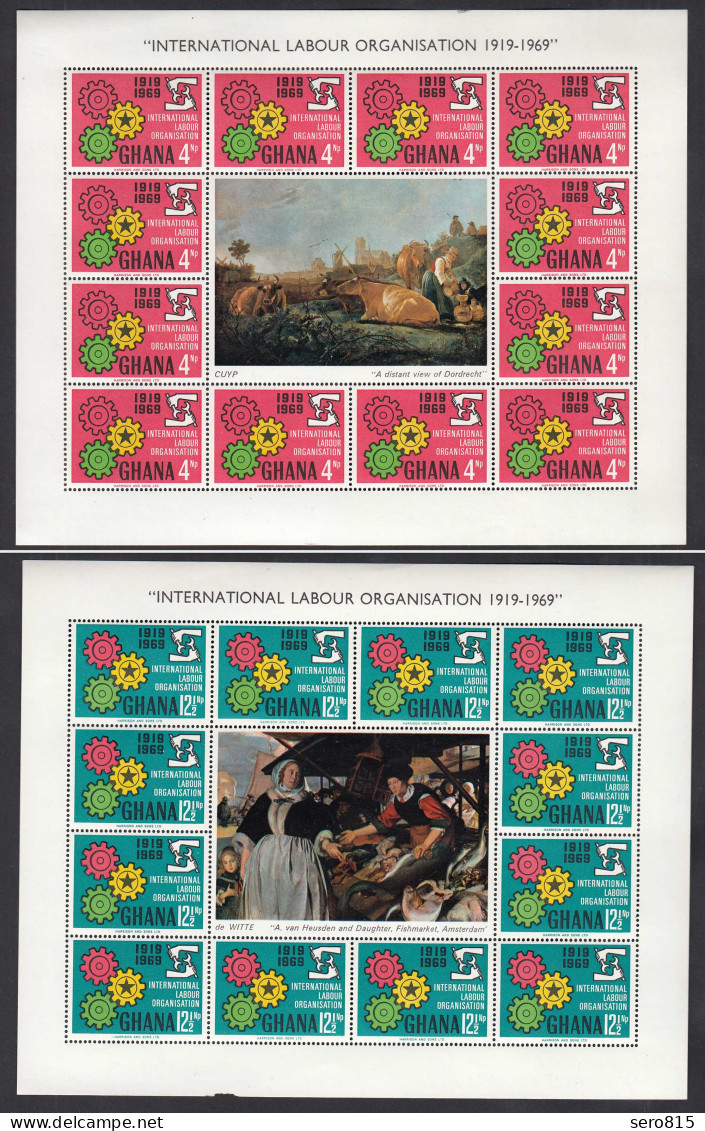 1969  Ghana 2 Stück Kleinbogen International Labour Organization ** MNH  (26490 - Ghana (1957-...)