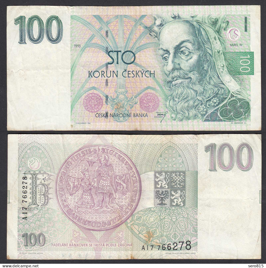 TSCHECHISCHE REPUBLIK - CZECH REPUBLIC 100 Korun 1993 F/VF (3/4) Pick 5a  (27606 - República Checa