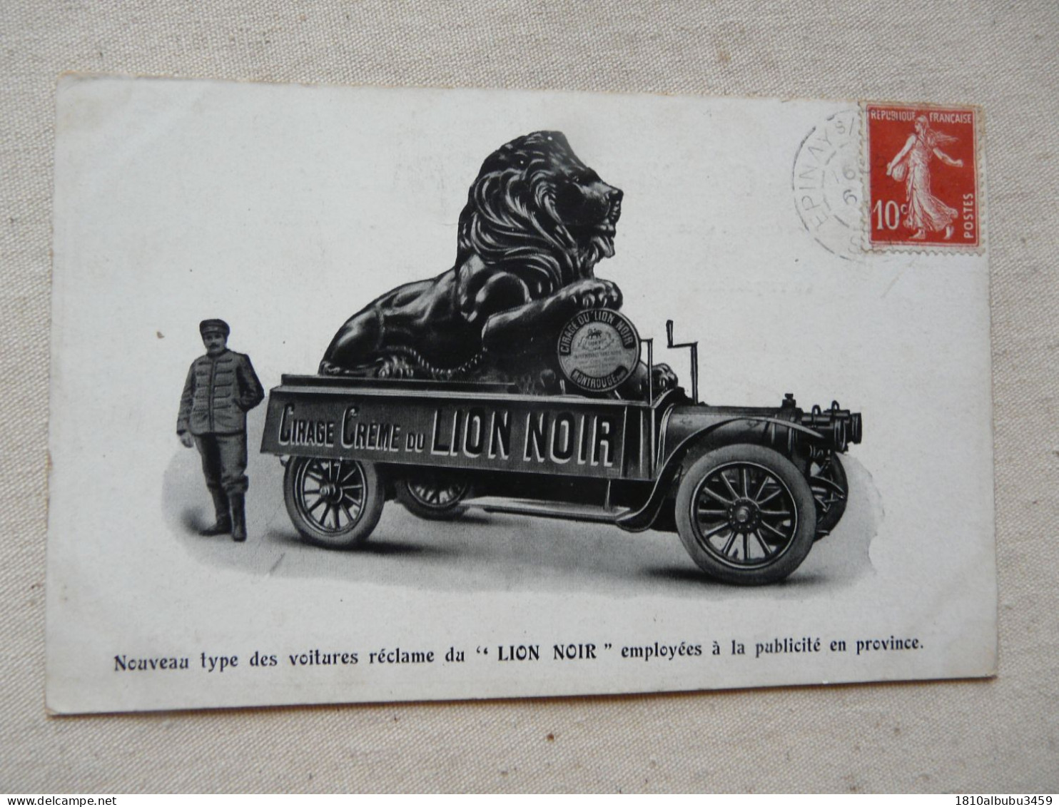 CPA PUBLICITAIRE - LION NOIR : Voiture Reclame - Publicité