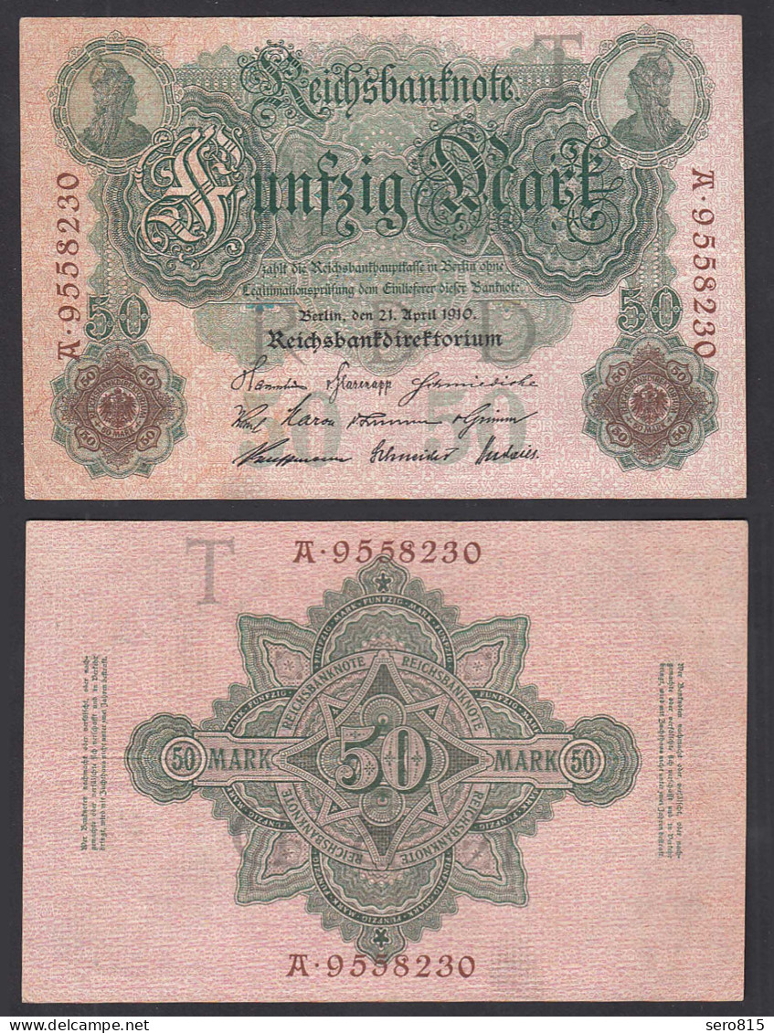 Reichsbanknote 50 Mark 1910 Ro 42 Pick 41 T/A  F/VF (3/4)       (29489 - Sonstige & Ohne Zuordnung