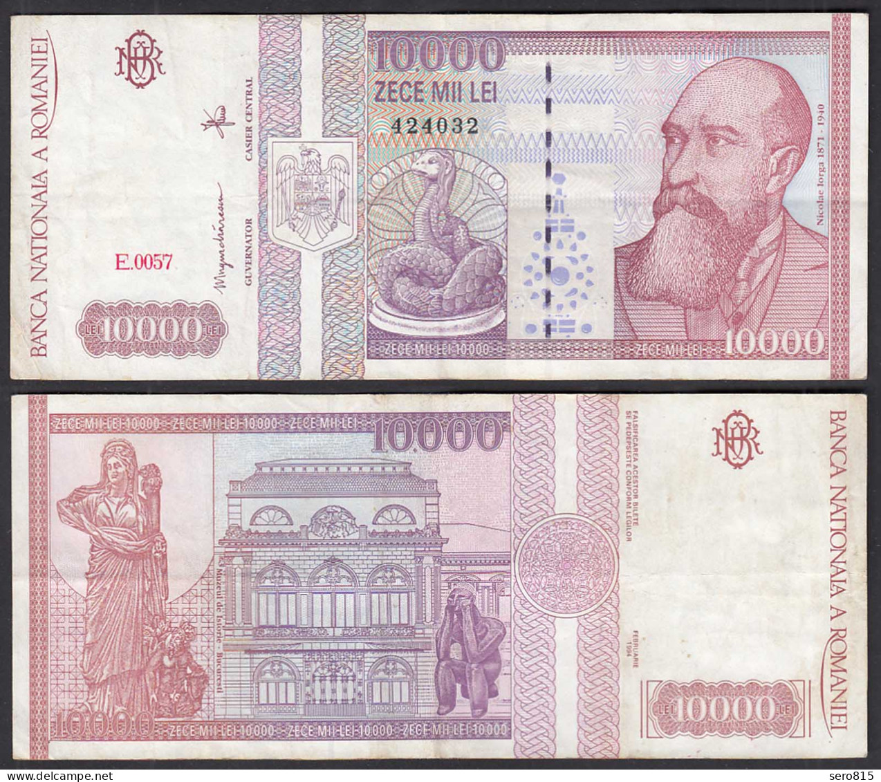 Rumänien - Romania 10000 10.000 Lei 1994 Pick 105a Ca. VF (3)     (29446 - Romania