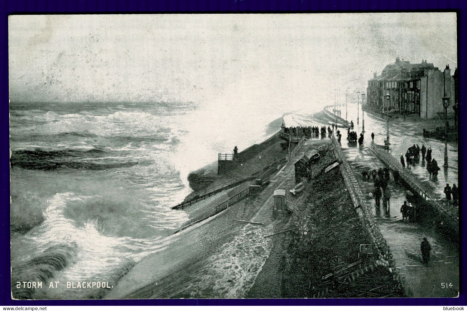 Ref 1641 - Early Postcard - Storm (Inverted S) At Blackpool - Lancashire - Blackpool