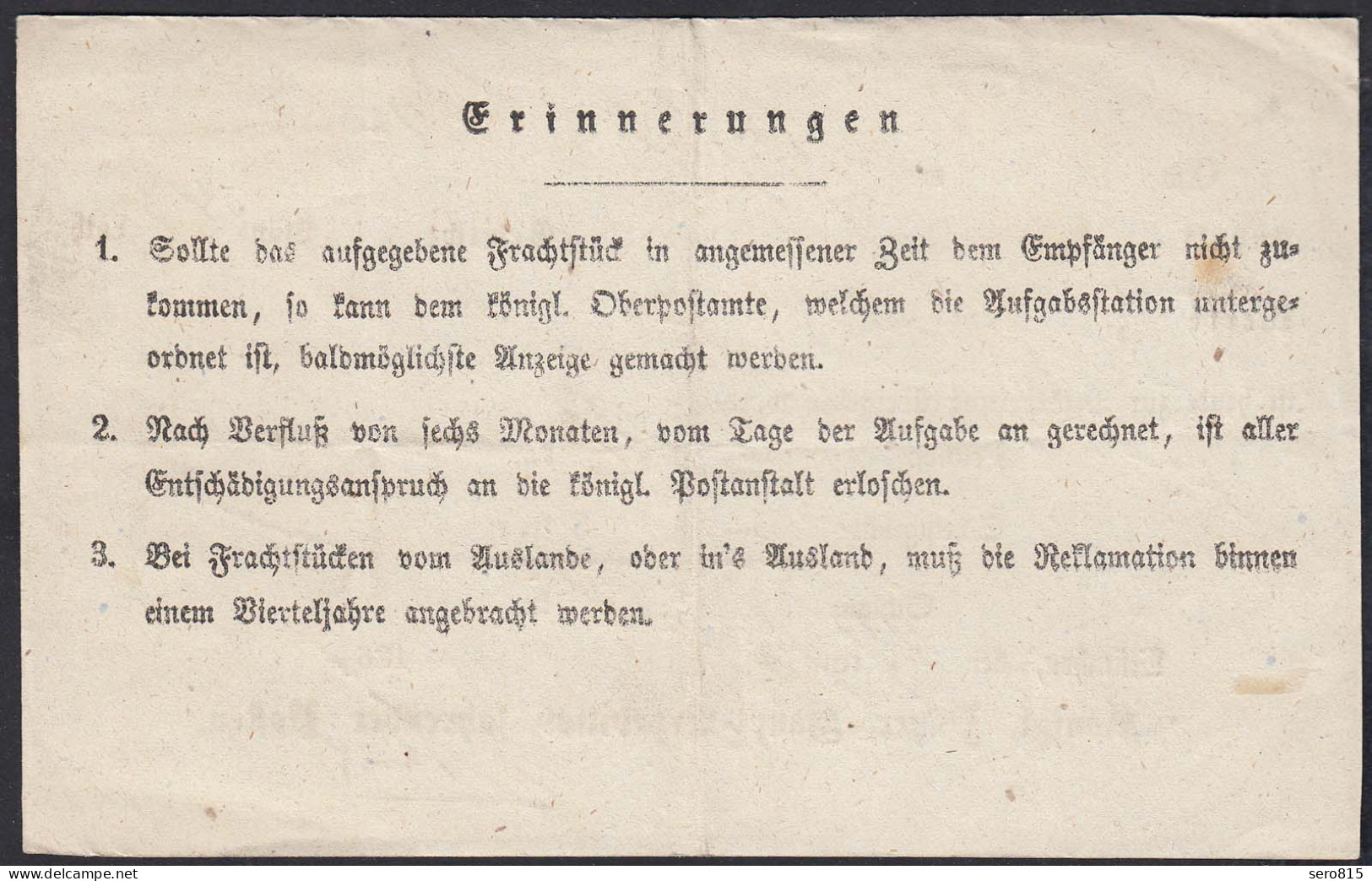 1867 Bayern Königl.Haupt-Expedition Fahrender Posten Aufgabe-Schein  (23095 - Autres & Non Classés