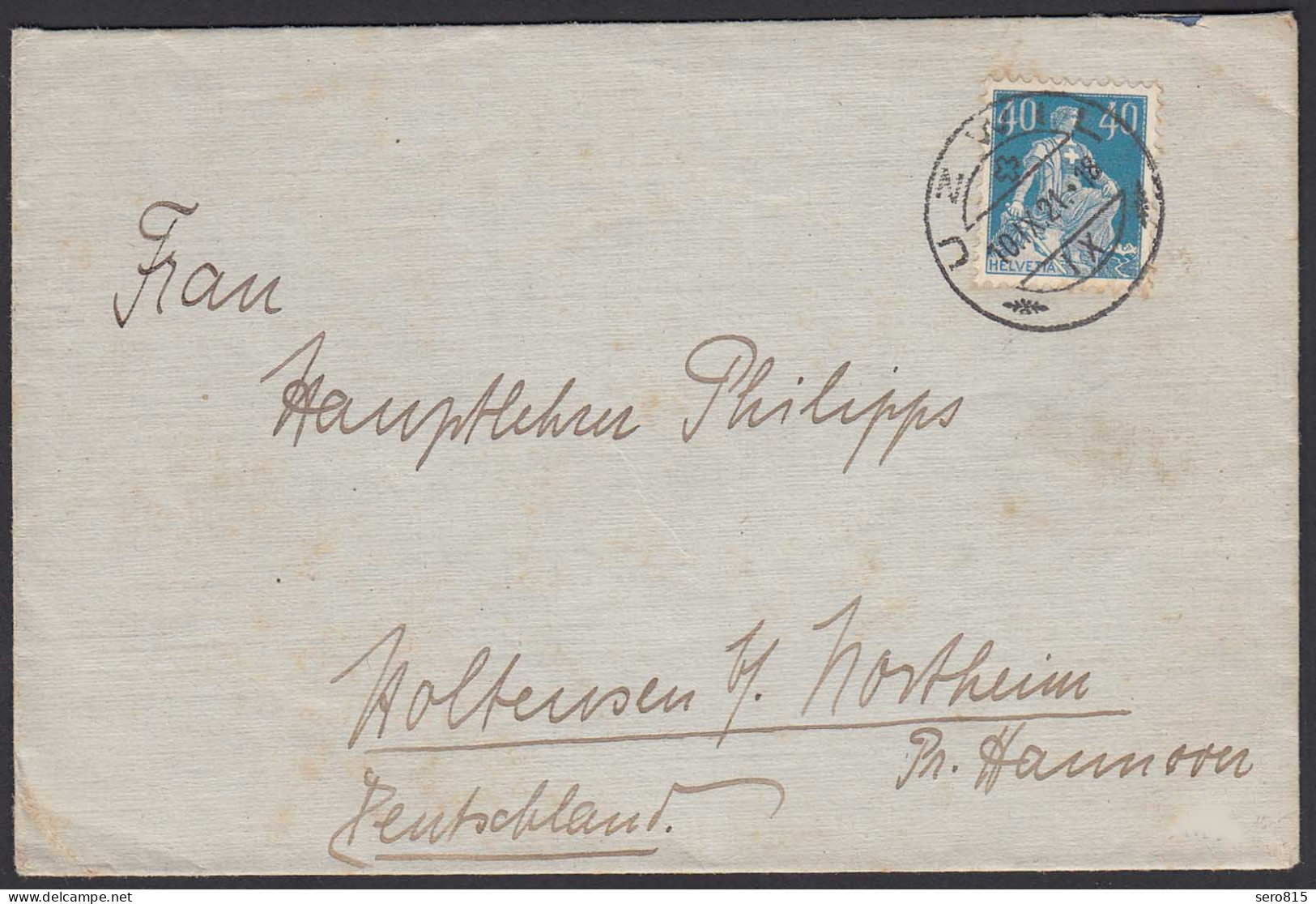 Schweiz 1921 Briefumschlag UZWIL Nach Deutschland EF Mi.170  (23735 - Autres - Europe