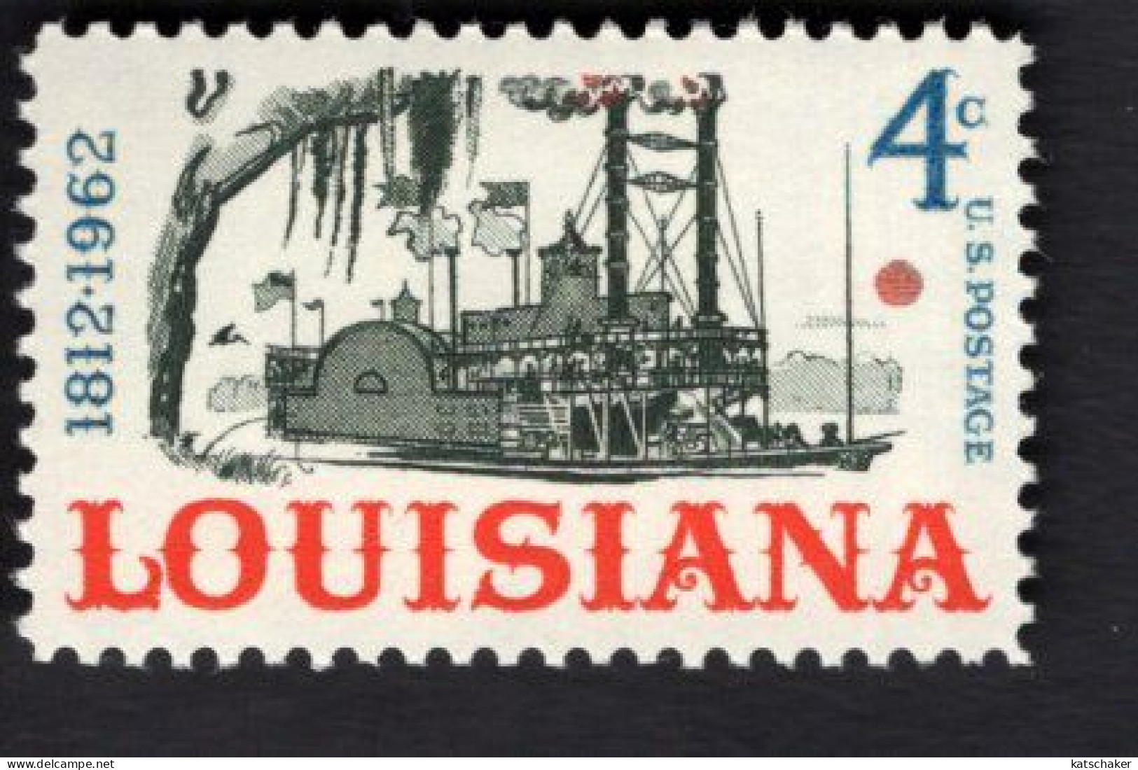 204506908 1962 SCOTT 1197 (XX) POSTFRIS MINT NEVER HINGED  -  LOUISIANA STATEHOOD 150TH ANNIV - STEAMSHIP - Nuovi