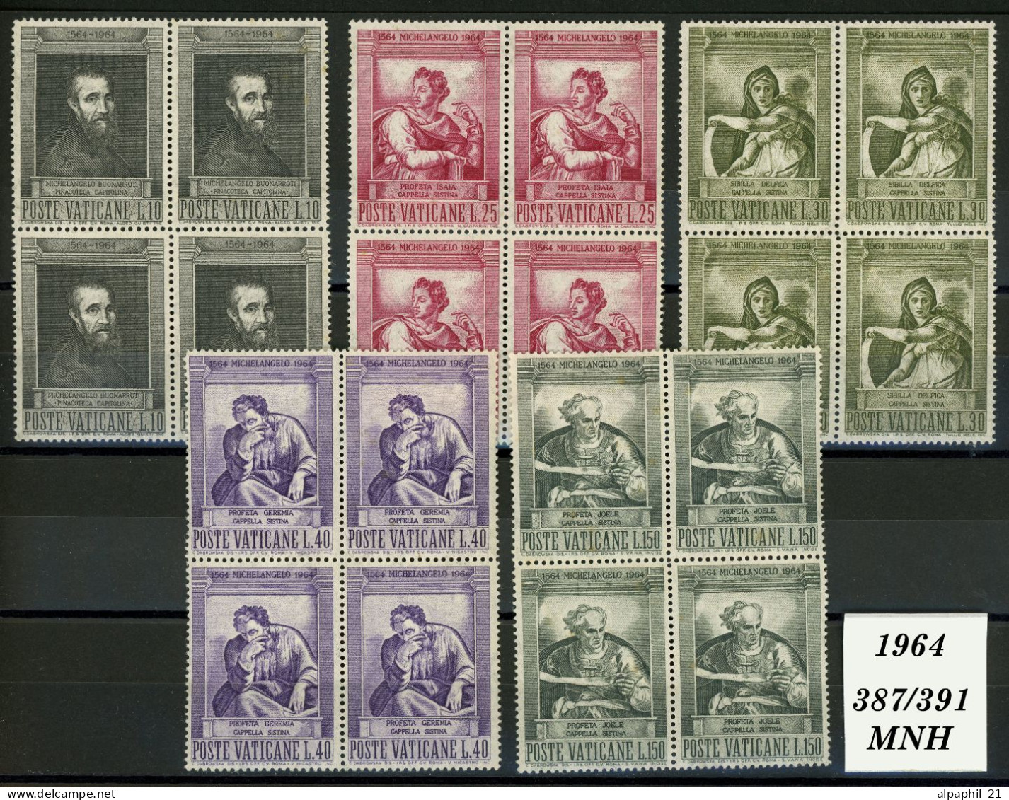 Città Del Vaticano: Michelangelo Self-portrait, 1964 - Unused Stamps