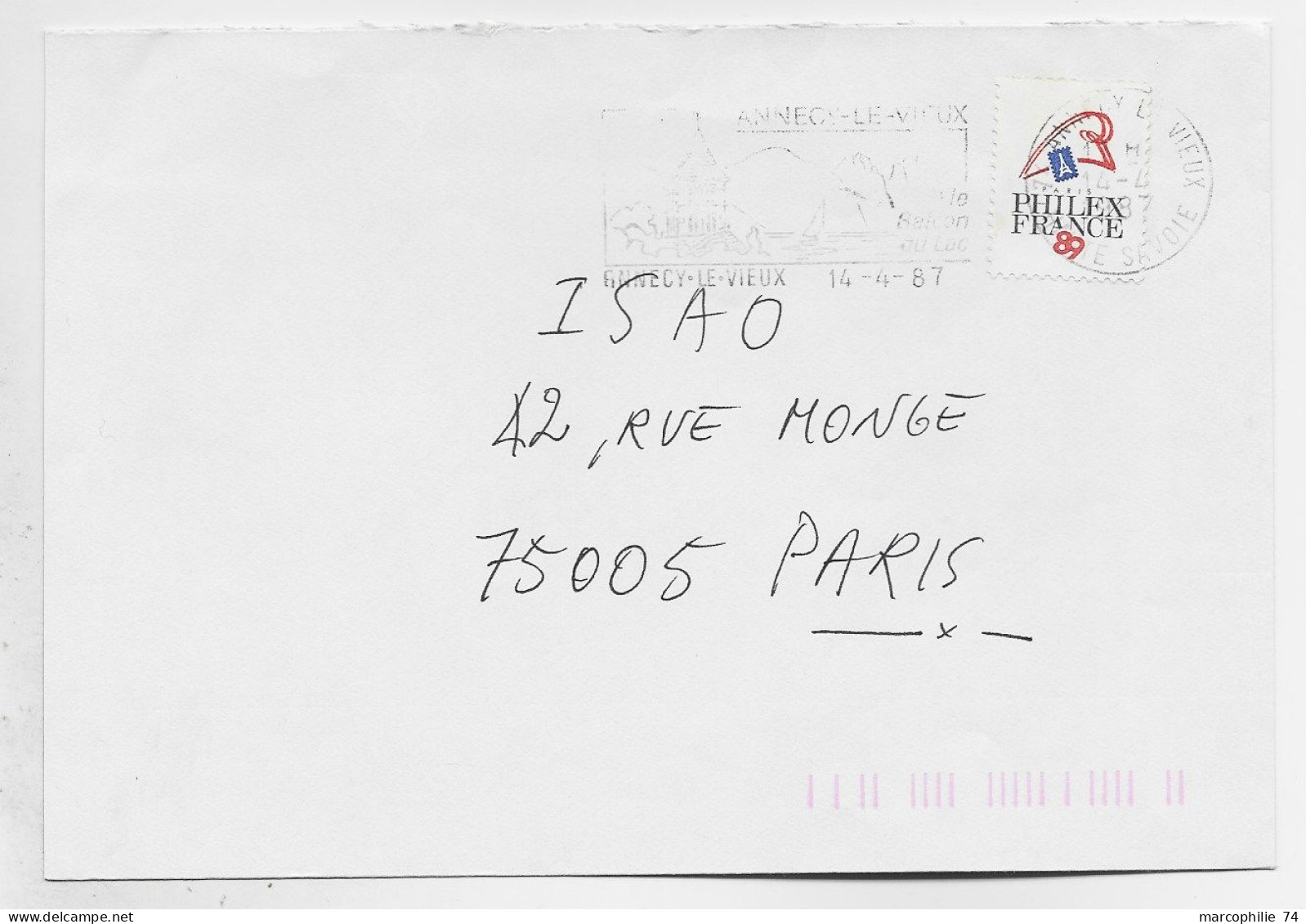 VIGNETTE PHILEXFRANCE 1989 LETTRE MEC SECAP ANNECY LE VIEUX 14.4.1987 PAS DE TAXE - Fantasy Labels