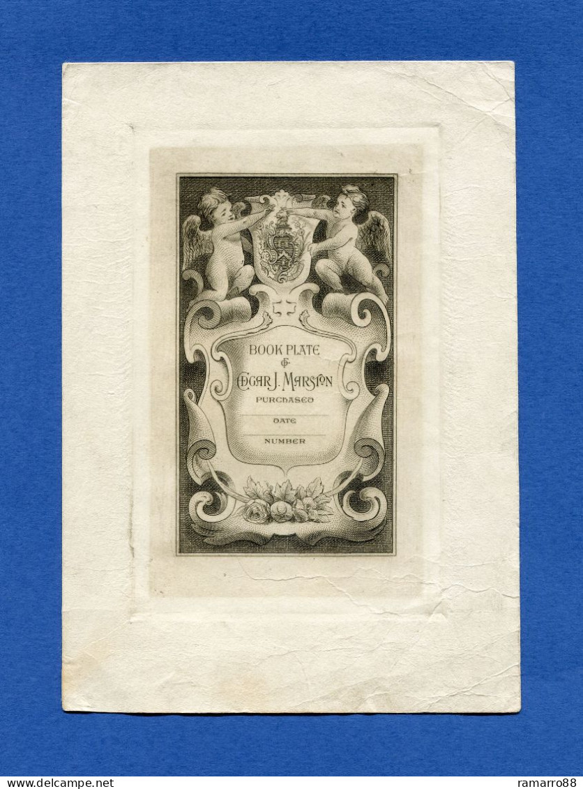 Ex Libris / Bookplate - Edgar J Marston - Intaglio Proof On Card Early 1900s - Bookplates