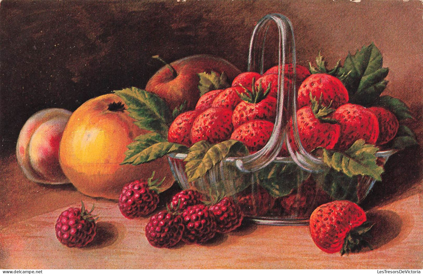 ARTS - Peintures Et Tableaux - Un Panier De Fraises Et D'autres Fruits - Colorisé - Carte Postale Ancienne - Paintings