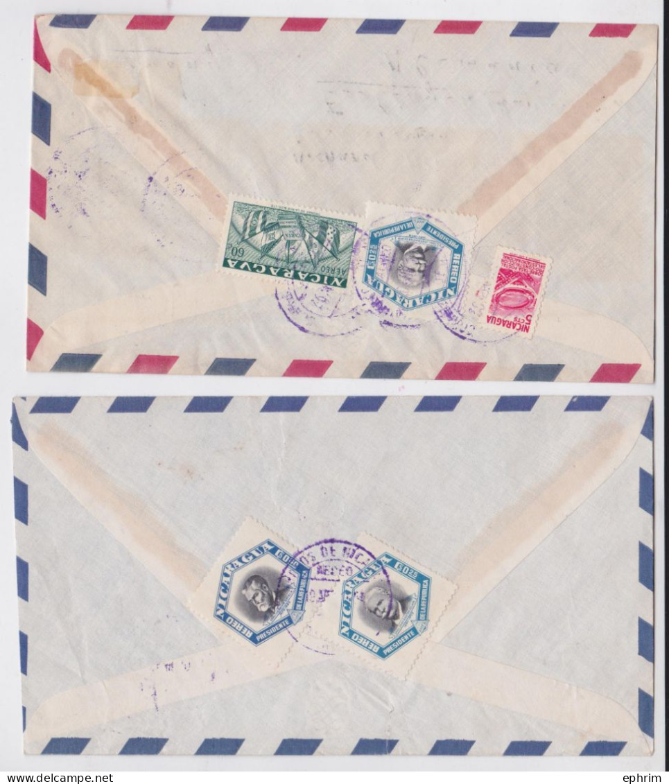 Nicaragua Lettre Timbre Zelaya Stamp Air Mail Cover Sello Correo Aereo Lot De 2 Lettres - Nicaragua