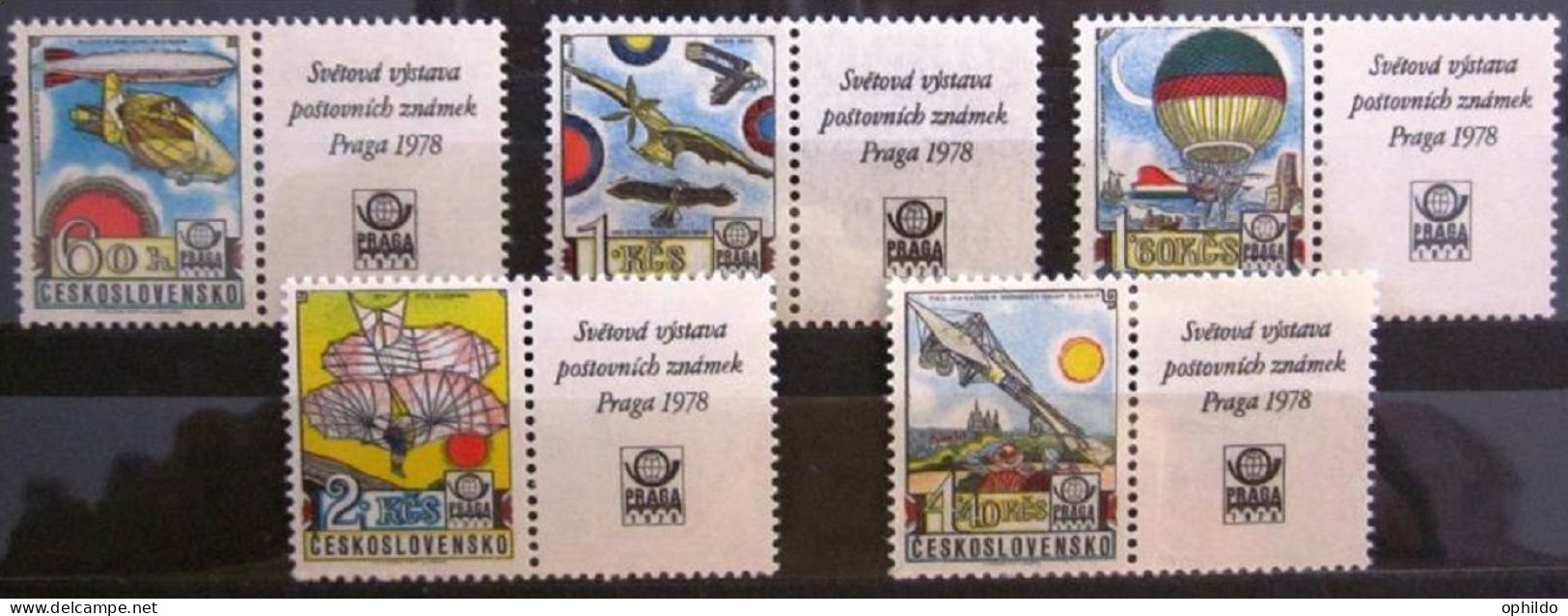 Tchéco  Yvert   2232/2236   * *  TB  Avion  - Unused Stamps