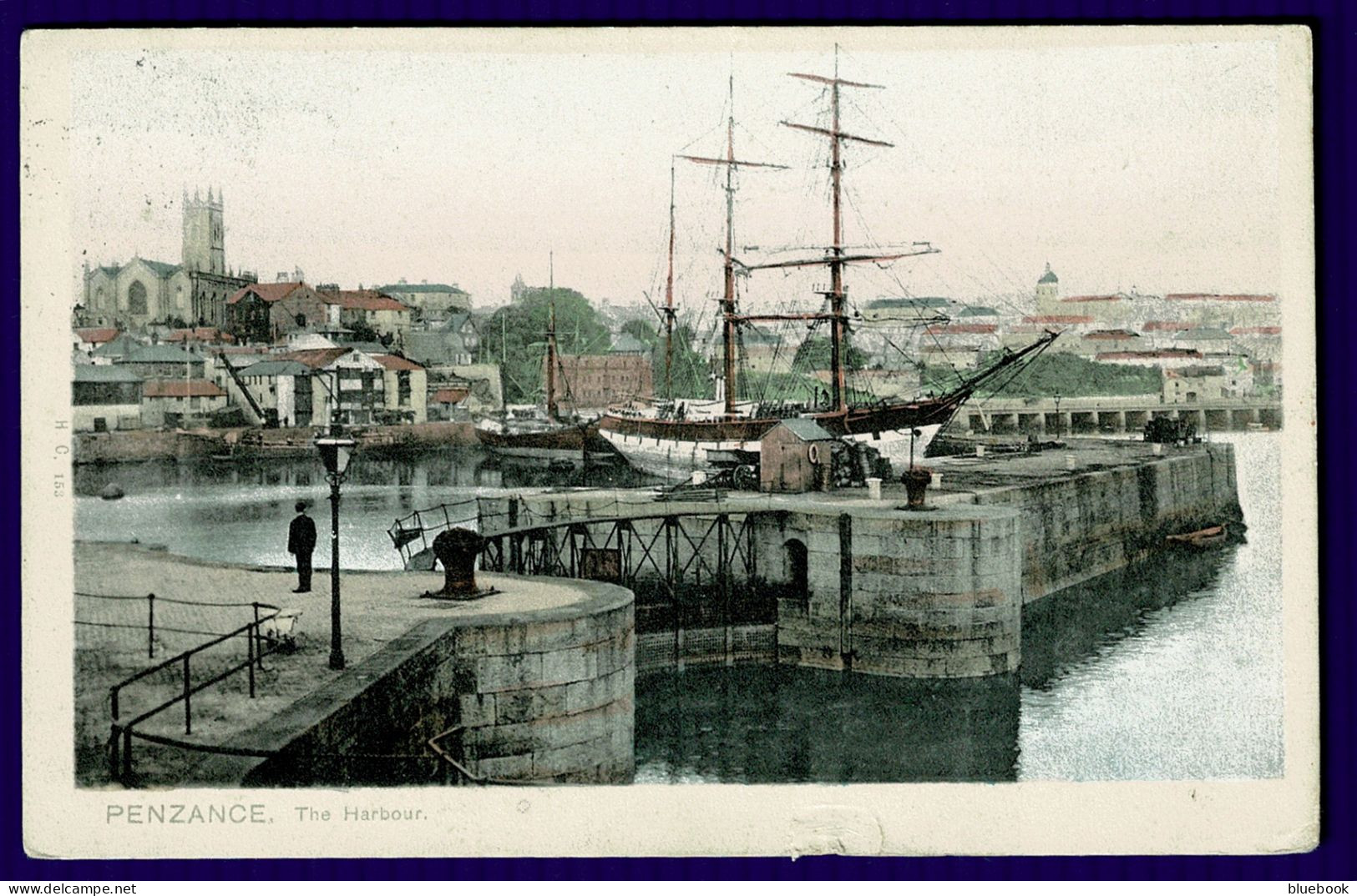 Ref 1641 - 1905 Peacock Postcard - Treen Squared Circle Postmark - View Of Penzance Harbour & Ships Cornwall - Briefe U. Dokumente