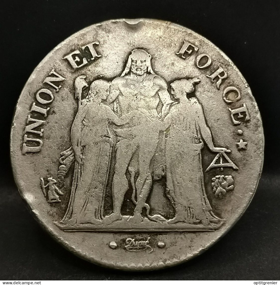 5 FRANCS ARGENT UNION ET FORCE AN 8 L BAYONNE FRANCE / SILVER / 37mm 24.39g - 1792-1975 Convention (An II – An IV)