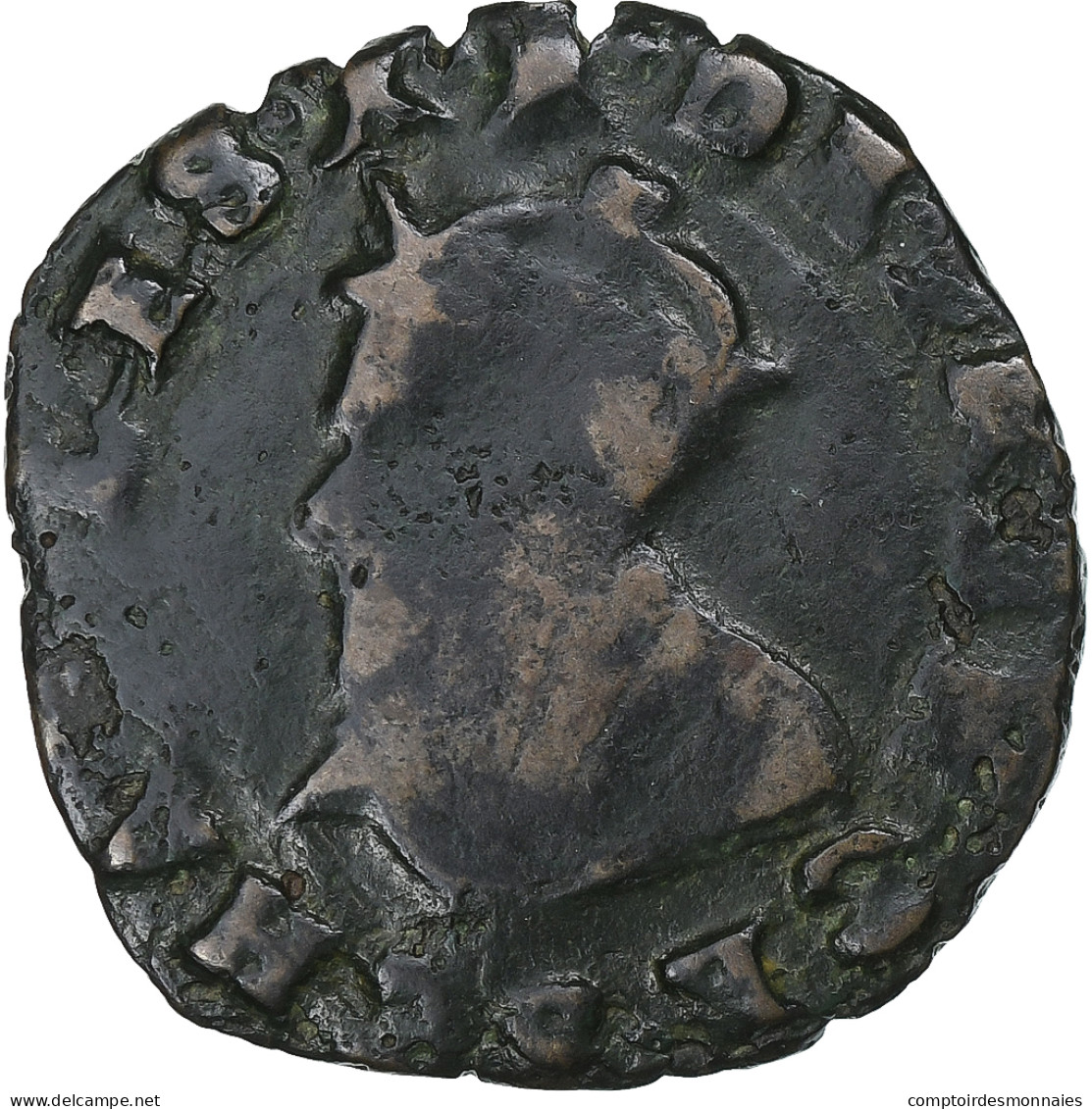 France, Charles X, Double Tournois, 15[??], Troyes, Cuivre, TB, Gadoury:510 - 1589-1610 Enrique IV