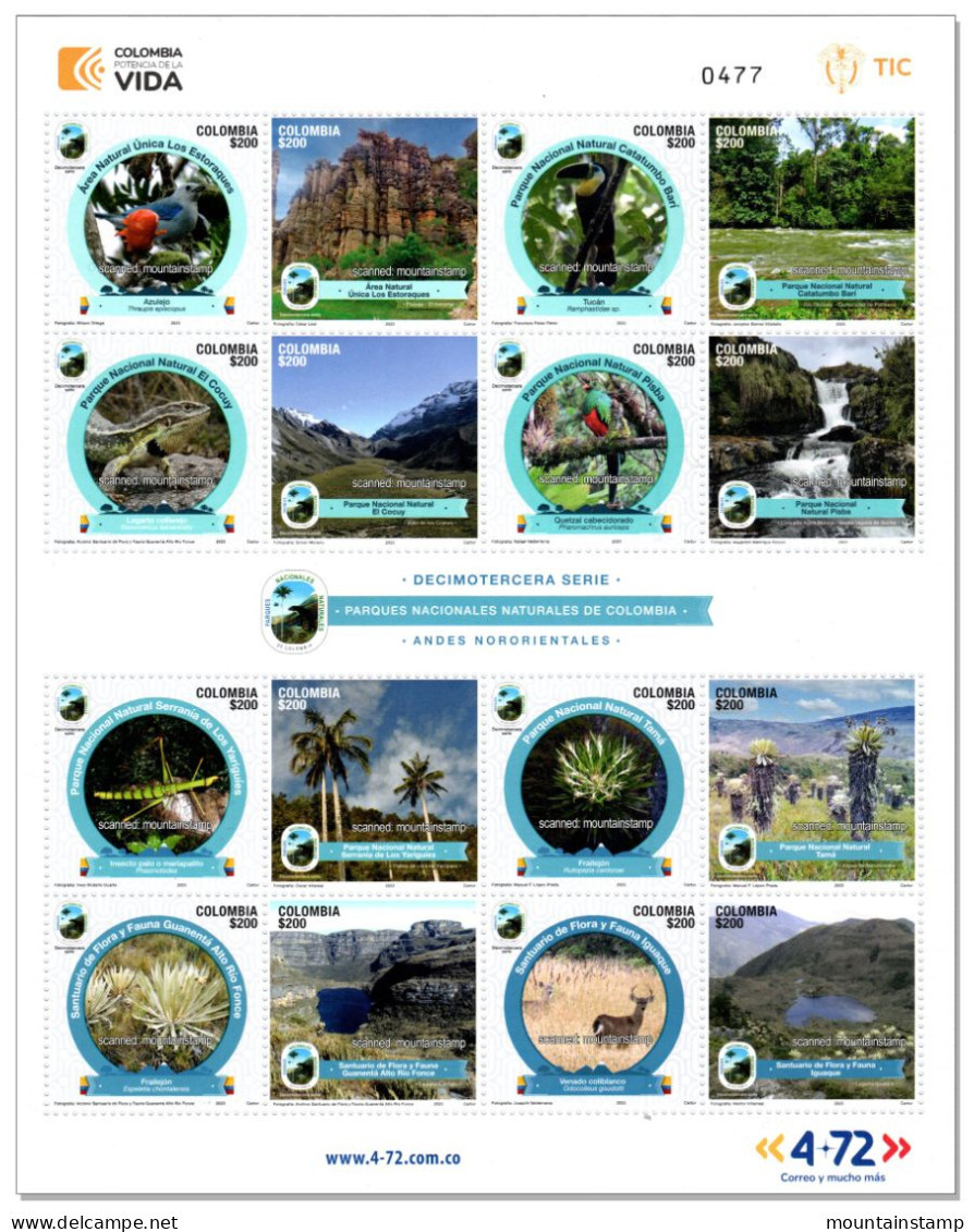Colombia 2023 (B33) Nationalpark Vögel Birds Fauna Flora Mountains Berge Montagnes Montagne MNH ** - Colombia