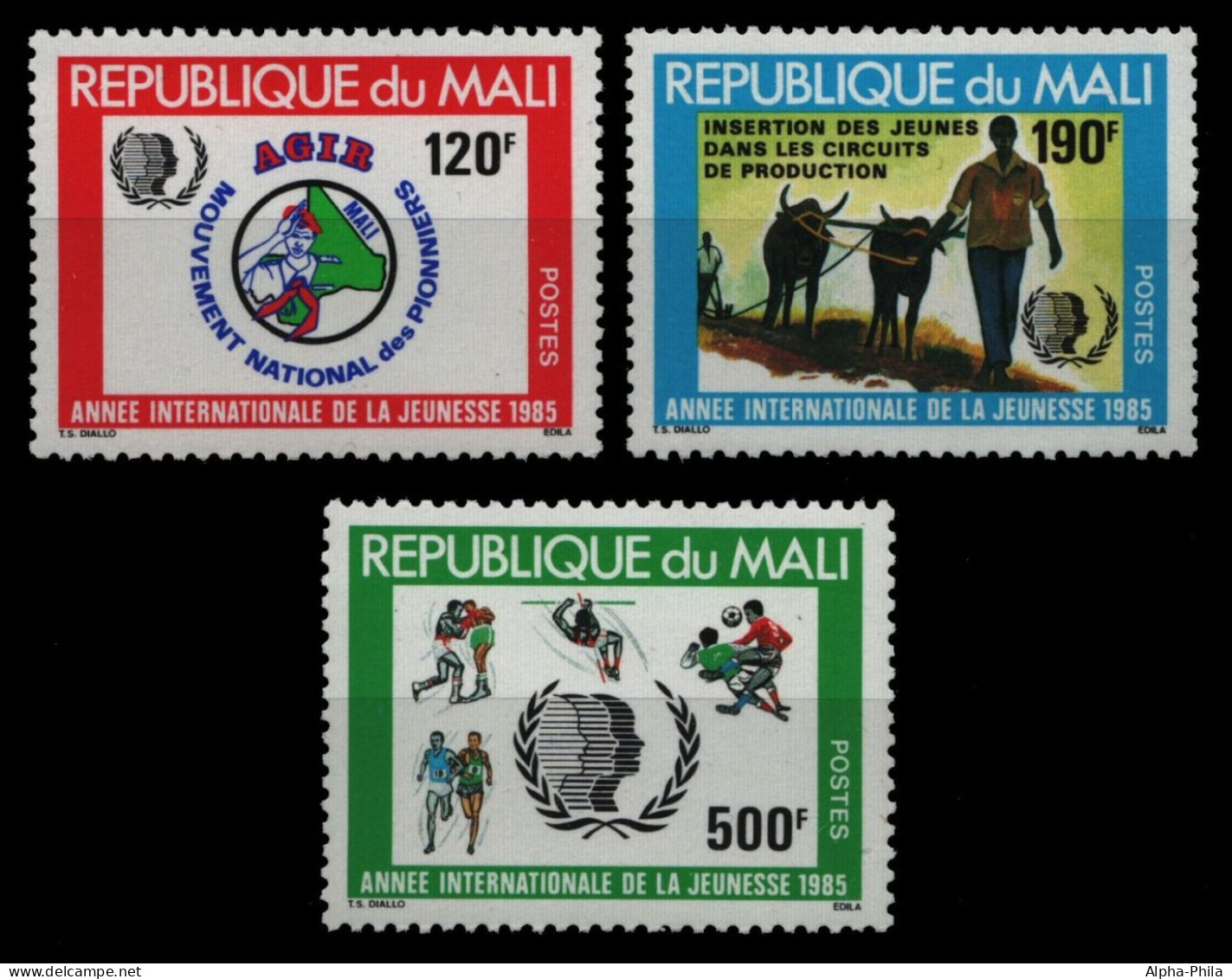 Mali 1985 - Mi-Nr. 1050-1052 ** - MNH - Internationales Jahr Der Jugend - Mali (1959-...)