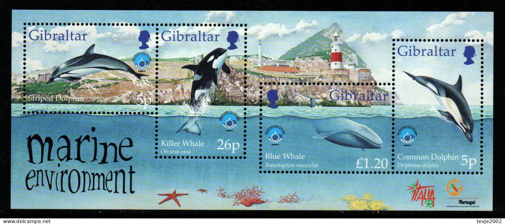 Gibraltar 1998 - Mi.Nr. Block 34 - Postfrisch MNH - Tiere Animals Wale Whales - Baleines