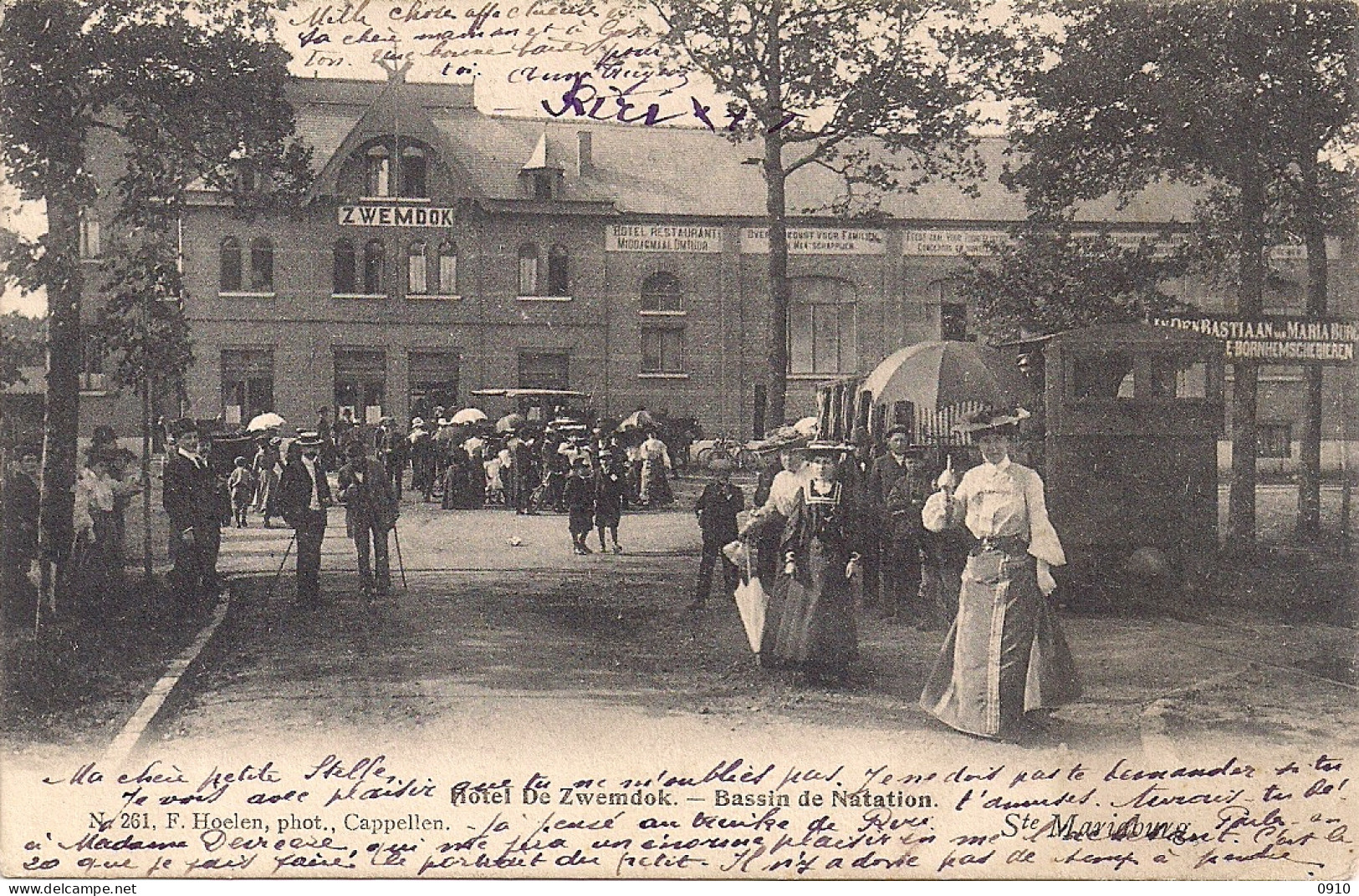 ST.MARIABURG- BRASSCHAAT"ZWEMDOK-STOOMTRAM-BASSIN DE NATATION"HOELEN 261 UITGIFTE 1904 TYPE 3 - Brasschaat
