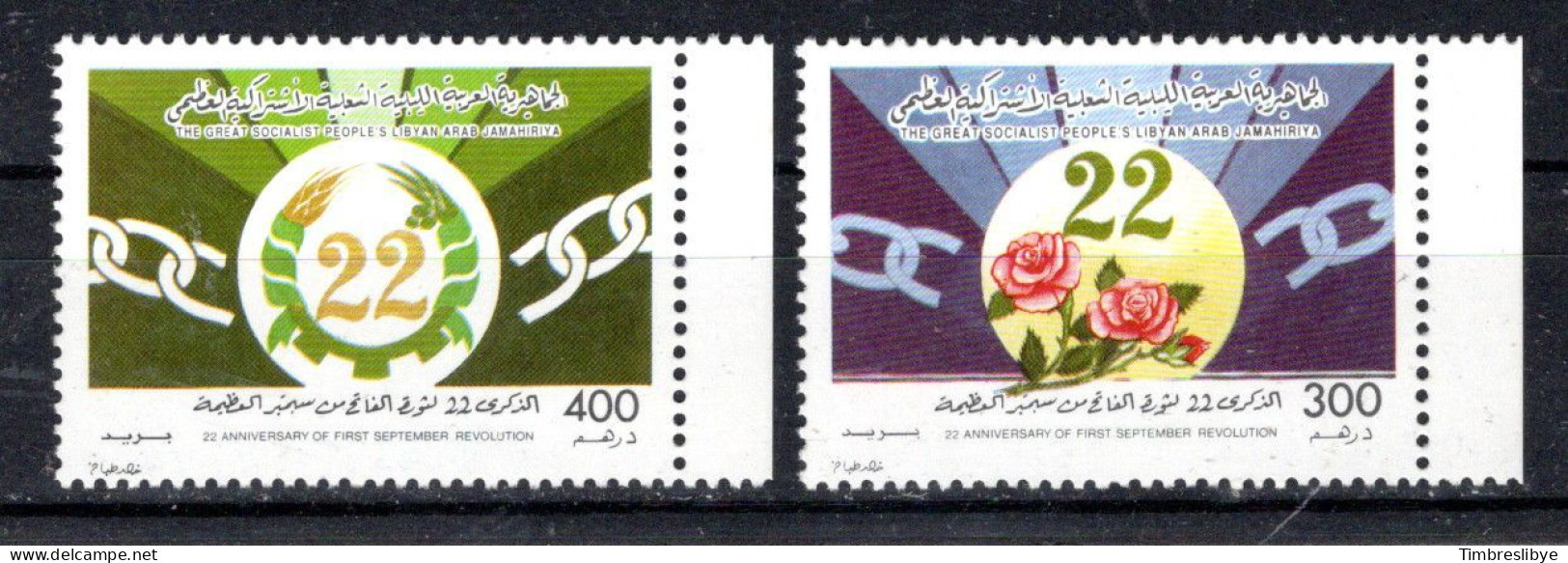 LIBYA 1.9.1991; 22e Anniversaire De La Sept Révolution, Michel-N° 1866 + 1867; MNH, Neuf ** - Libye