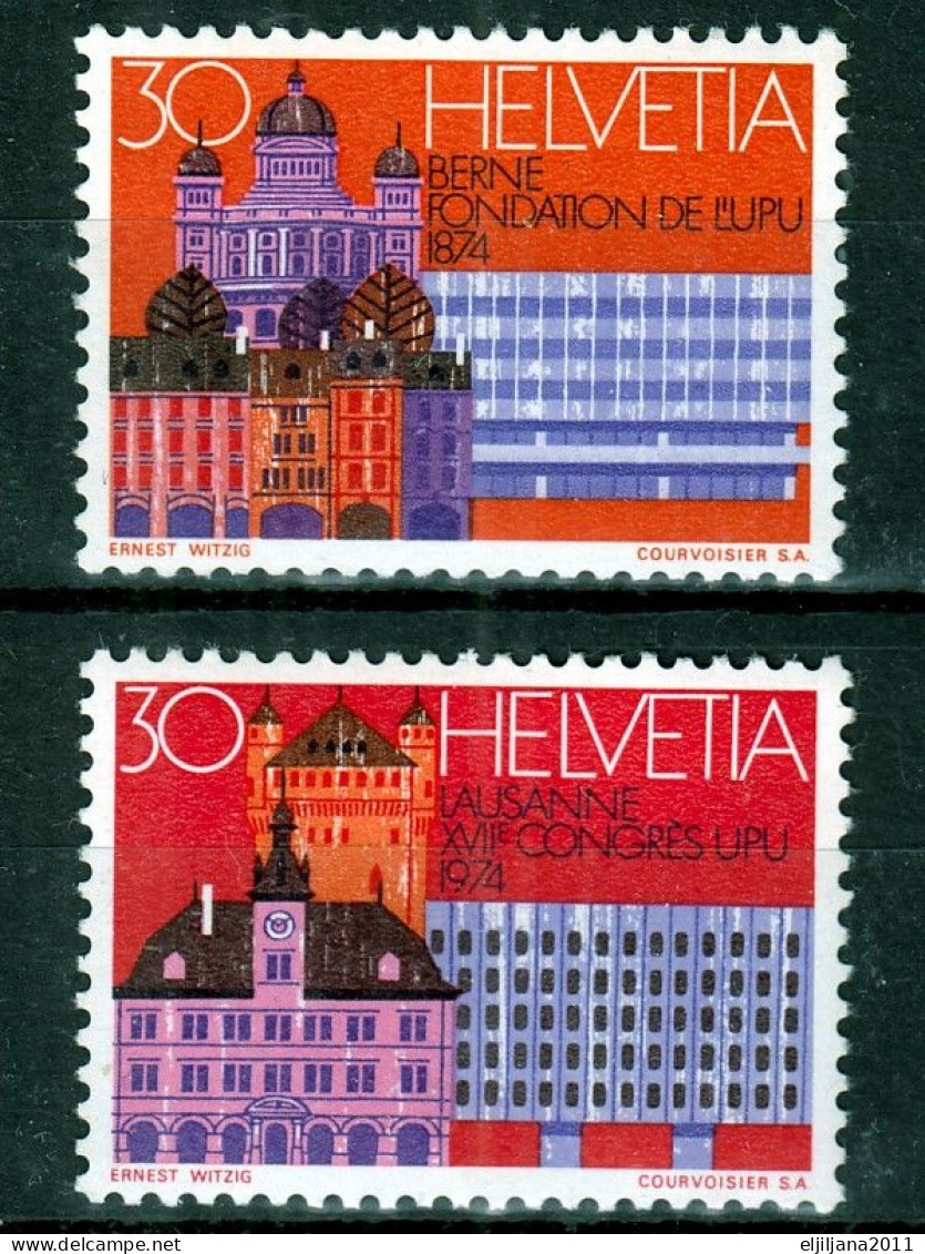 Switzerland / Helvetia / Schweiz / Suisse 1974 ⁕ UPU Congress Lausanne  / Berne Mi.1027/28 ⁕ 2v MNH - Neufs