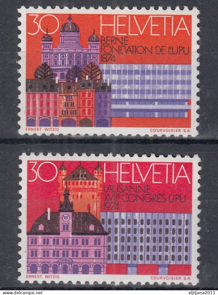 Switzerland / Helvetia / Schweiz / Suisse 1974 ⁕ UPU Congress Lausanne  / Berne Mi.1027/28 ⁕ 2v MNH - Neufs