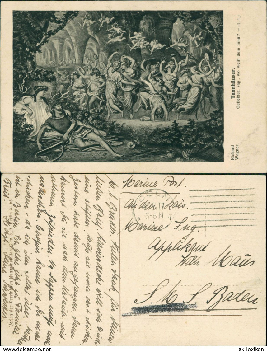 Kunst-AK TANNHÄUSER (Richard Wagner) 1917  Als Marine-Post Schiff SMS BADEN - Malerei & Gemälde