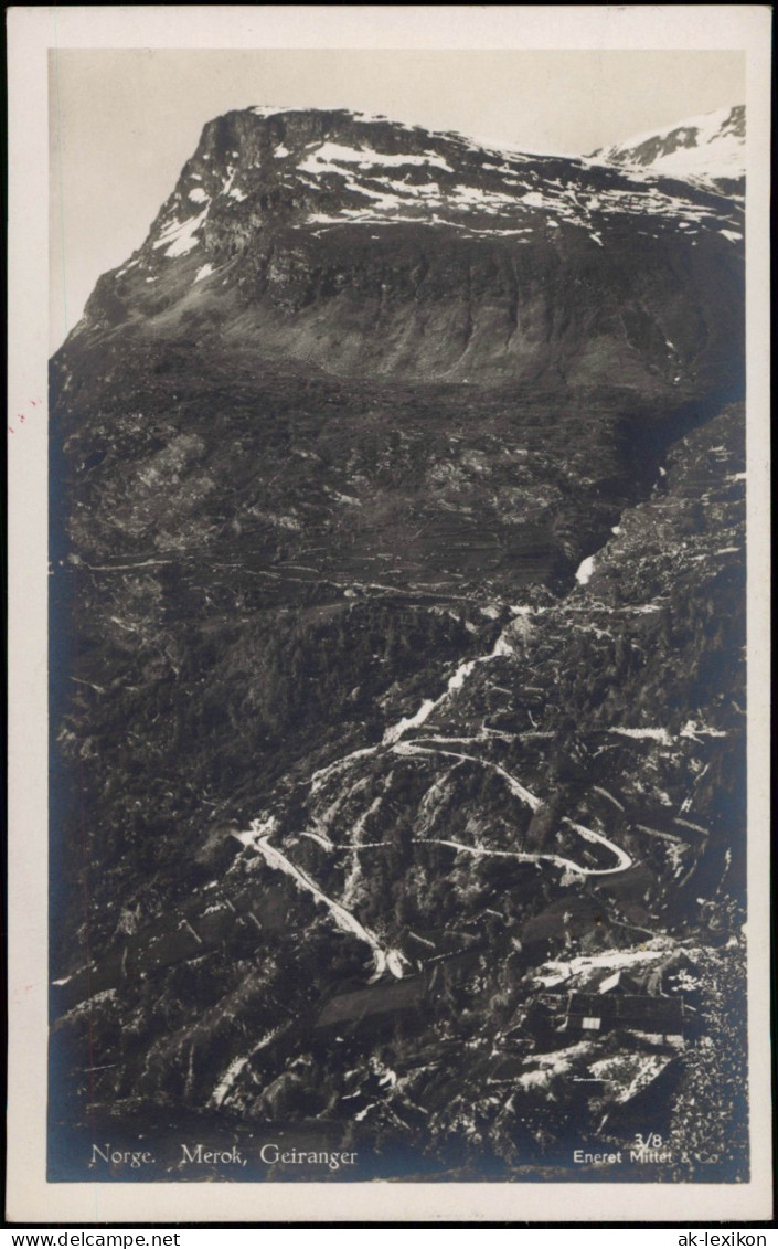Postcard Geiranger Norge Merok, Geiranger Panorama-Ansicht 1930 - Noruega
