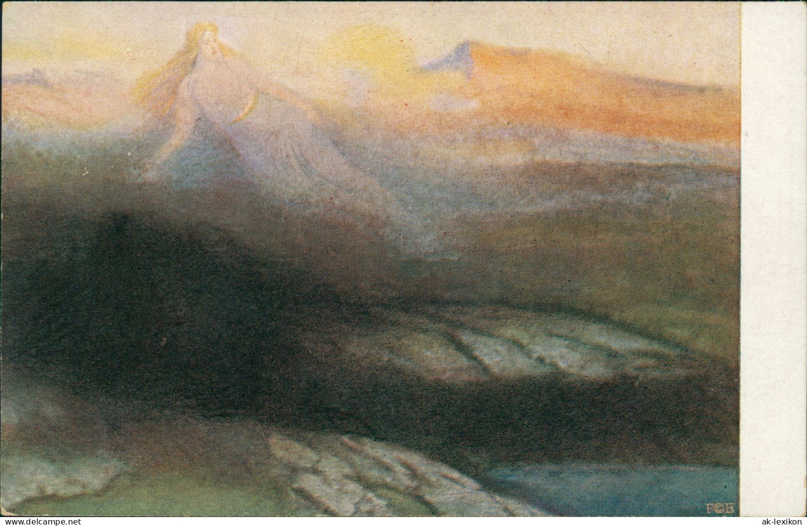 Künstlerkarte "Brünnhilde's Erwachen" (Nibelungenhalle Zu Königswinter) 1920 - Malerei & Gemälde