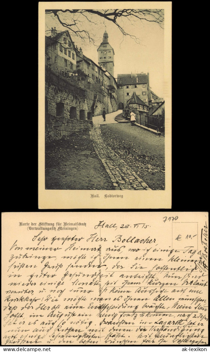 Ansichtskarte Schwäbisch Hall Badtorweg 1922 - Schwäbisch Hall