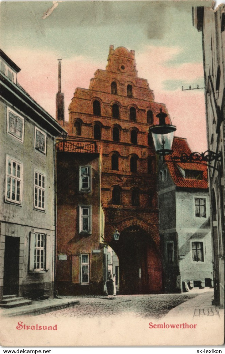 Ansichtskarte Stralsund Straßenpartie - Semlowerthor 1907 - Stralsund