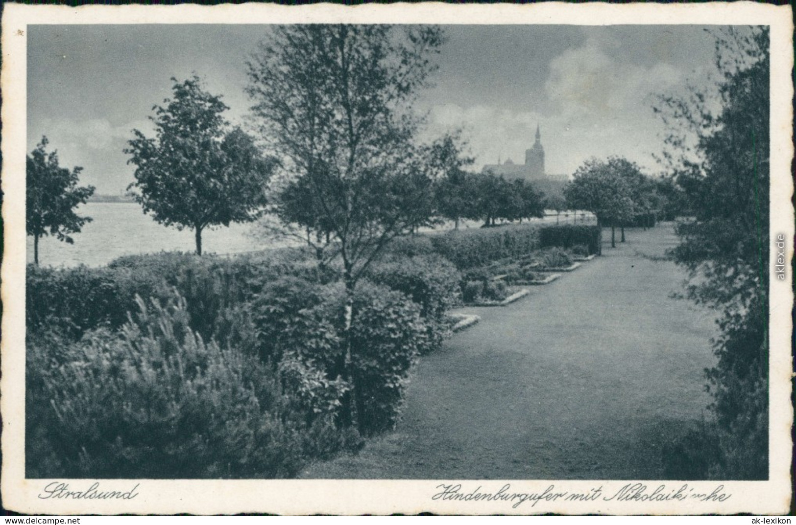 Ansichtskarte Stralsund Hindenburgufer Mit Nikolaikirche 1930 - Stralsund