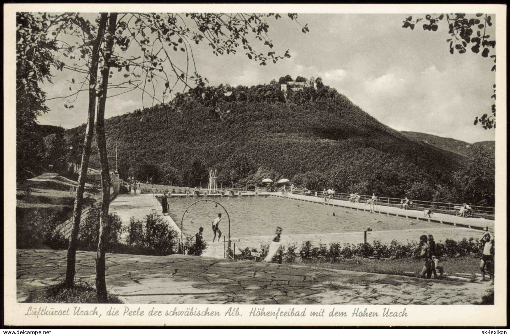 Ansichtskarte Bad Urach Höhenfreibad Mit Hohen Urach 1954 - Bad Urach