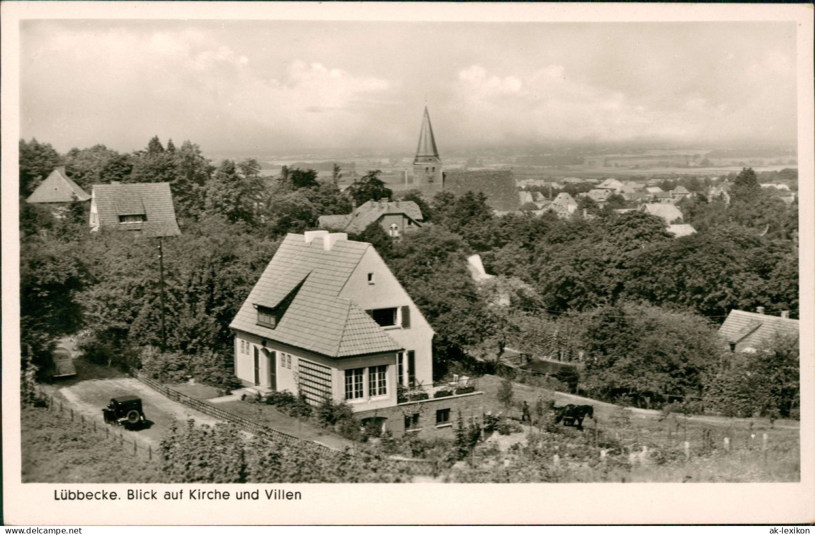Lübbecke (Westfalen) Panorama-Ansicht Blick Auf Kirche Und Villen 1954 - Luebbecke