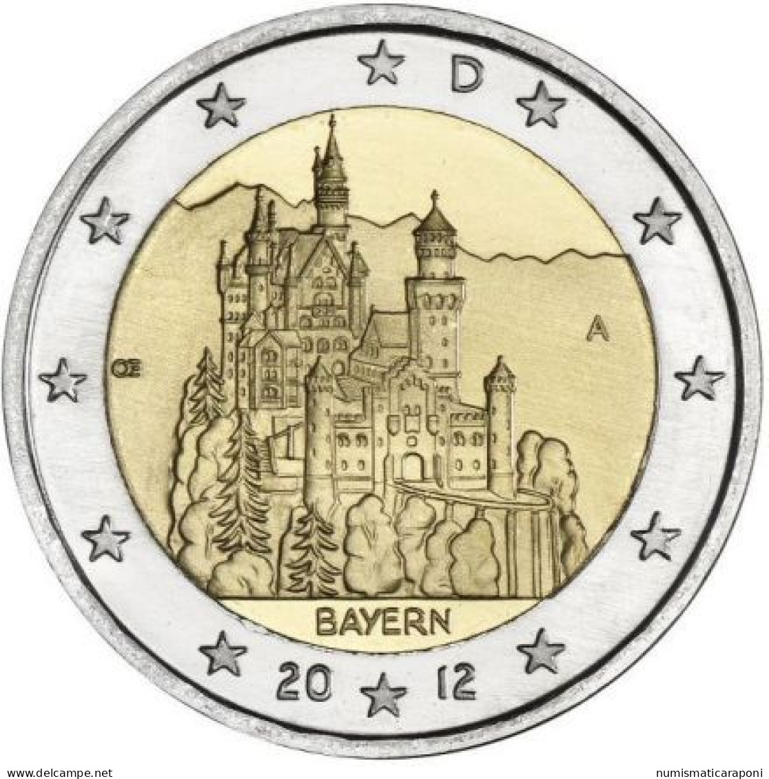 2 € GERMANIA 2012 J CASTELLI NEUSHWANSTEIN BAYERN Fdc In Box - Duitsland