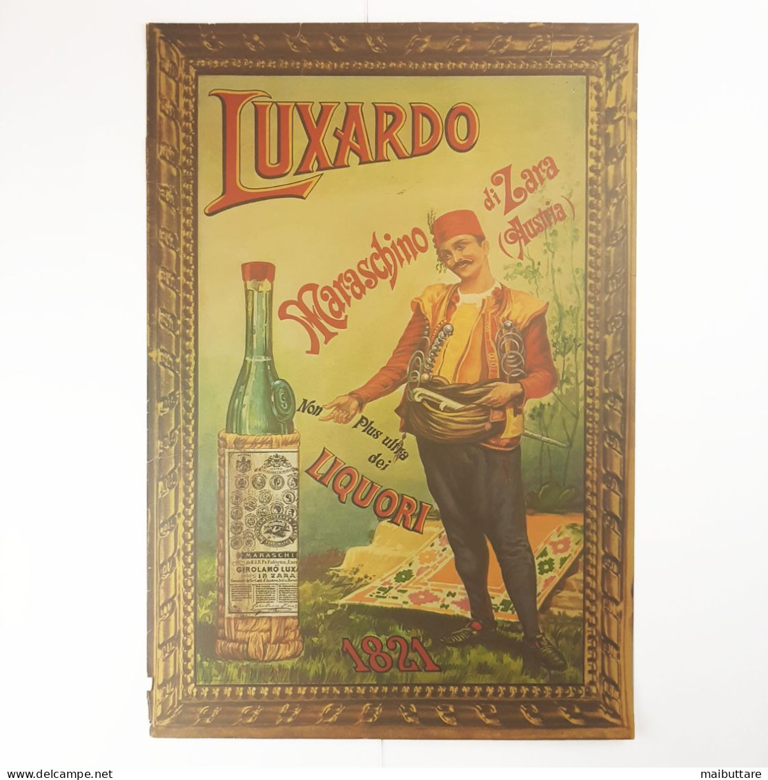 Poster Pubblicitario A Colori Bottiglie Di Maraschino Di Zara Dell'antica Distilleria Luxardo - Afiches