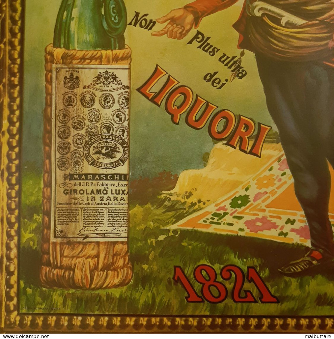 Poster Pubblicitario A Colori Bottiglie Di Maraschino Di Zara Dell'antica Distilleria Luxardo - Afiches