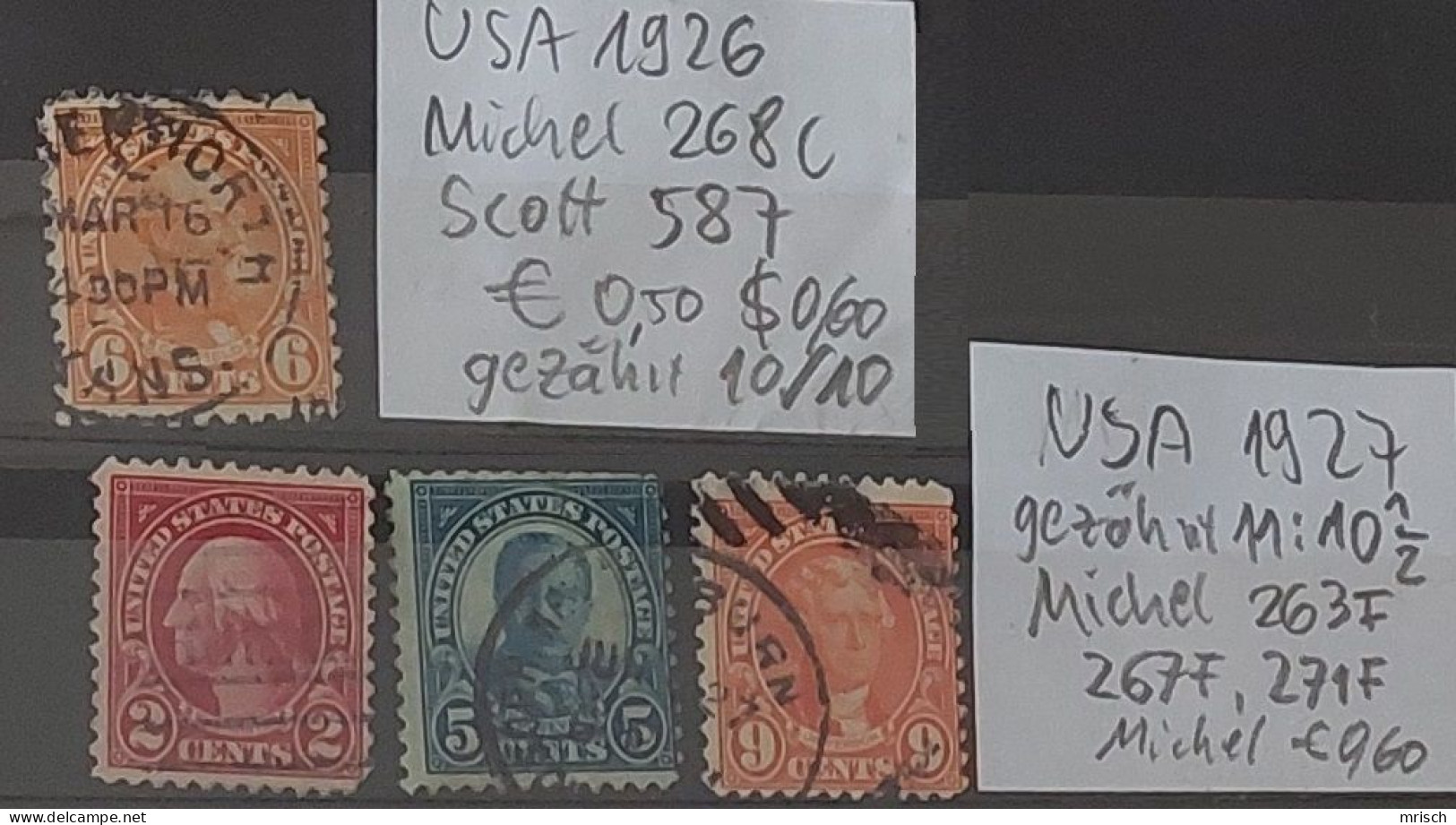 USA 1926-1927 Michel 268C= Scott 587,gezähnt 10/ 10, Perforated 10/ 10 + Michel 263F, 267F, 271F - Gebraucht