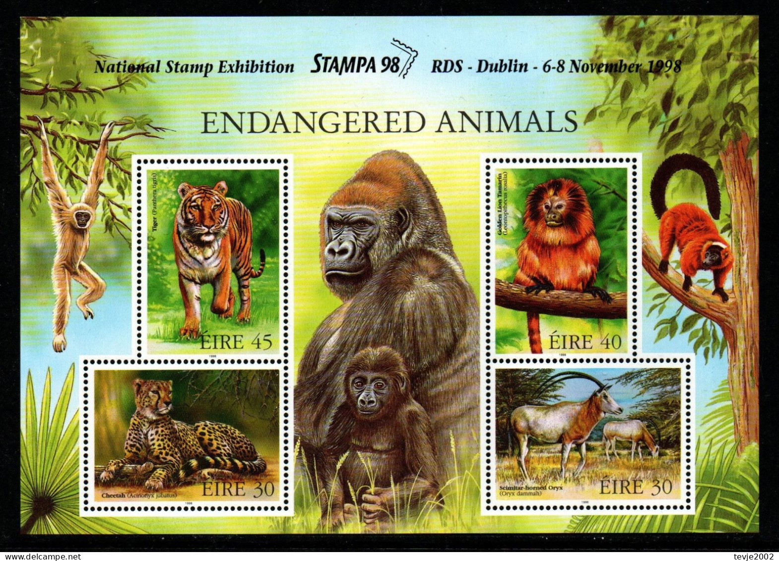 Irland Eire 1998 - Mi.Nr. Block 29 II - Postfrisch MNH - Tiere Animals - Blokken & Velletjes