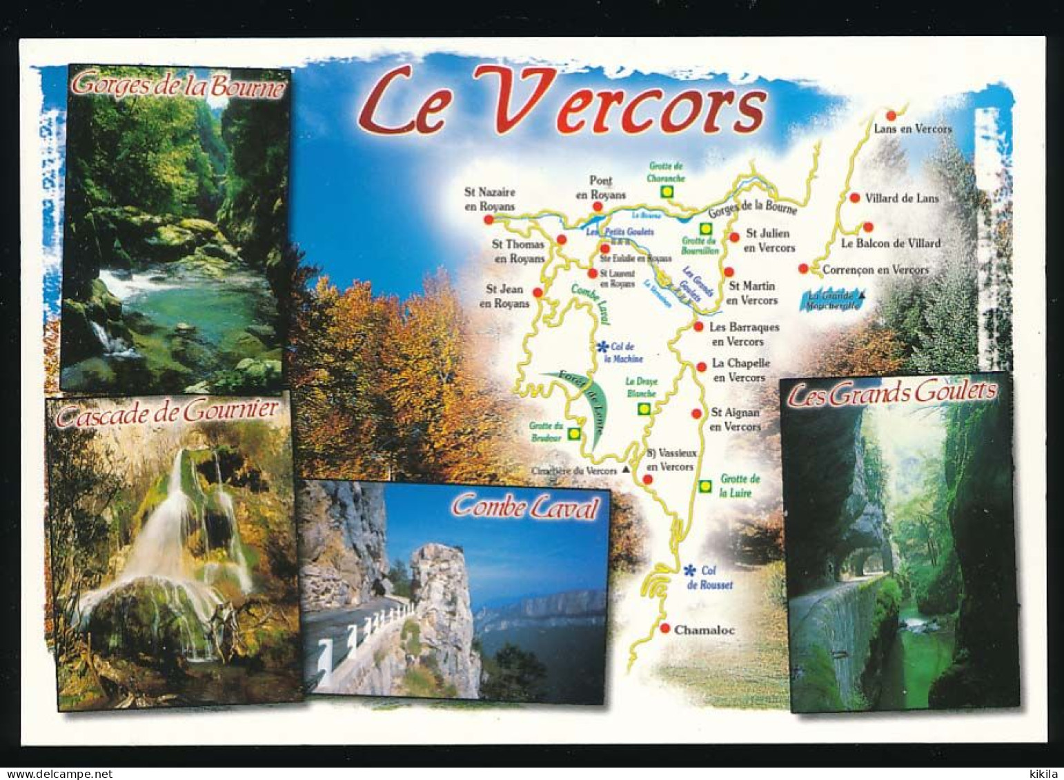 CPSM / CPM 10,5 X 15 Isère Drôme LE VERCORS Carte Géographique Grands Goulets  Combe Laval  Gorges De La Bourne... - Vercors