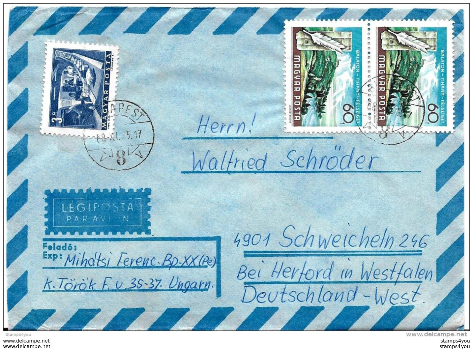 234 - 12 - Enveloppe Envoyée De Hongrie En Allemagne - Storia Postale