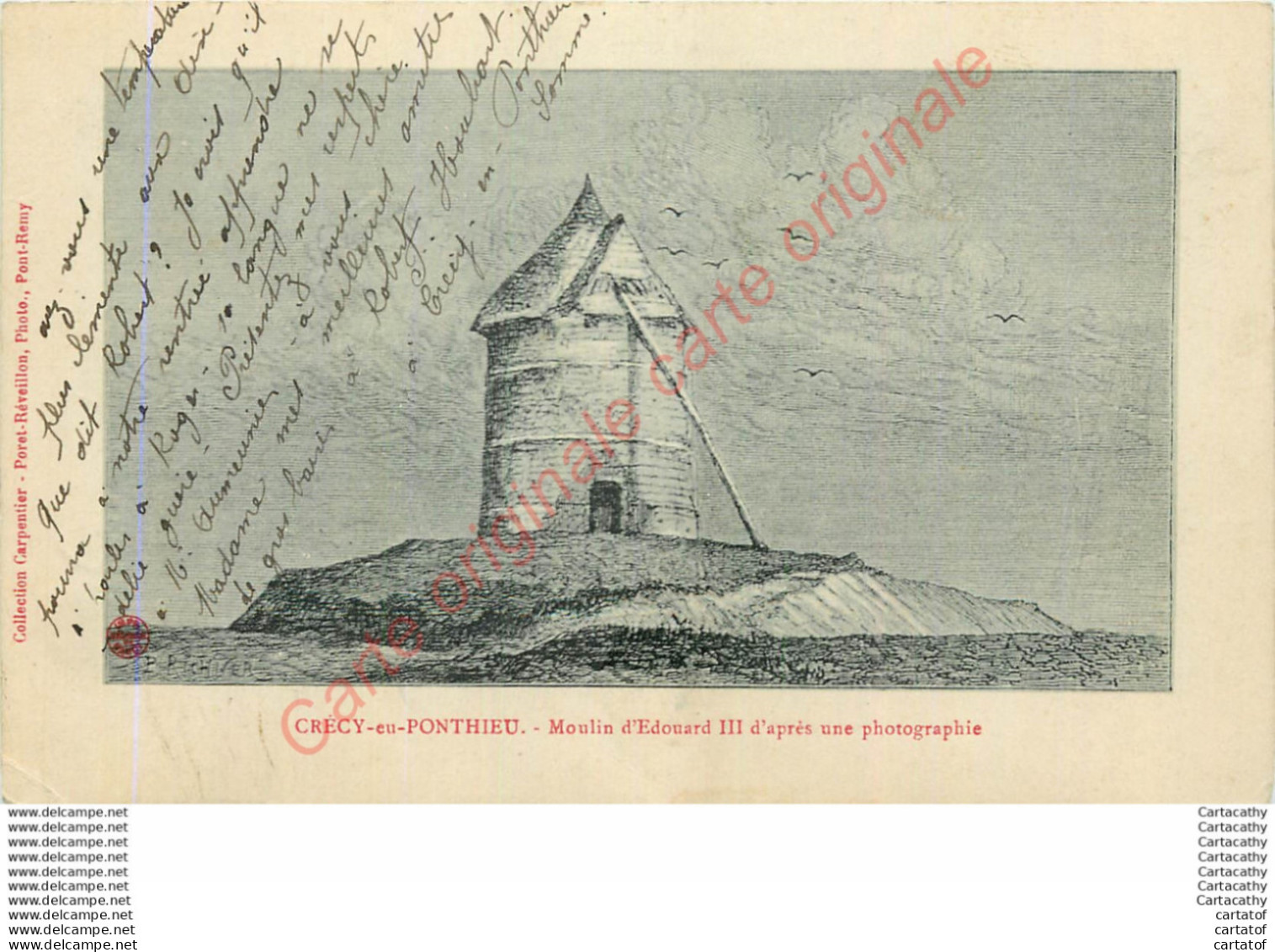 80.  CRECY EN PONTHIEU .  Moulin D'Edouard III D'après Une Photographie . - Crecy En Ponthieu