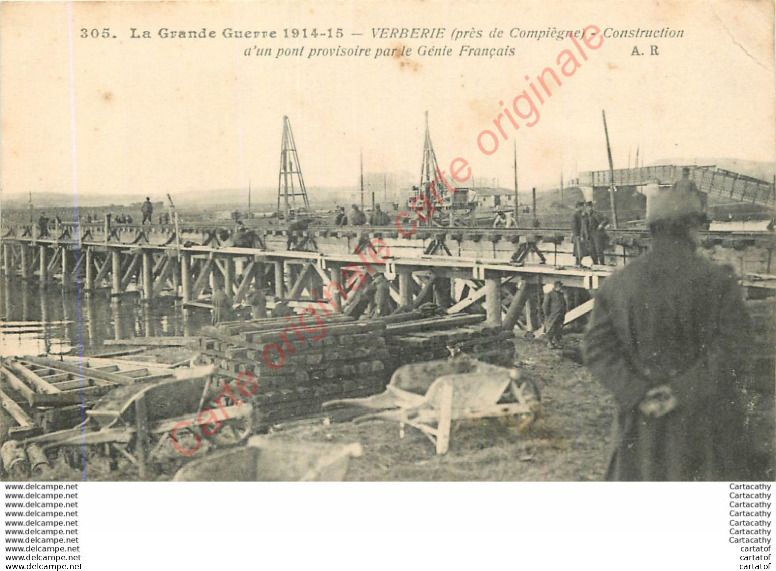60.  VERBERIE . Construction D'un Pont Provisoire Par Le Génie Français . - Verberie