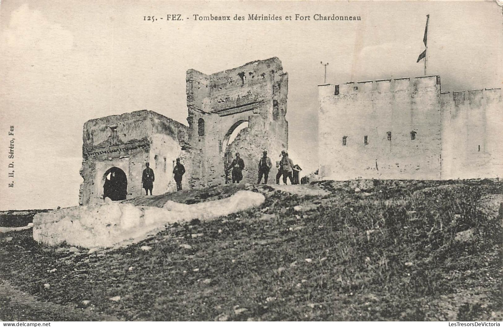 MAROC - Fez - Vue Sur Les Tombeaux Des Mérinides Et Fort Chardonneau - Animé - Carte Postale Ancienne - Fez (Fès)