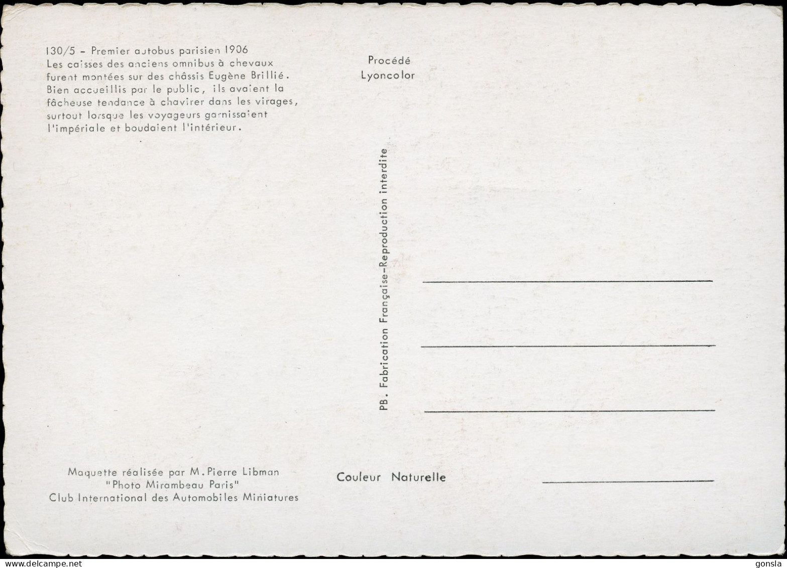 AUTOBUS PARISIEN 1906 "Maquette" - Buses & Coaches