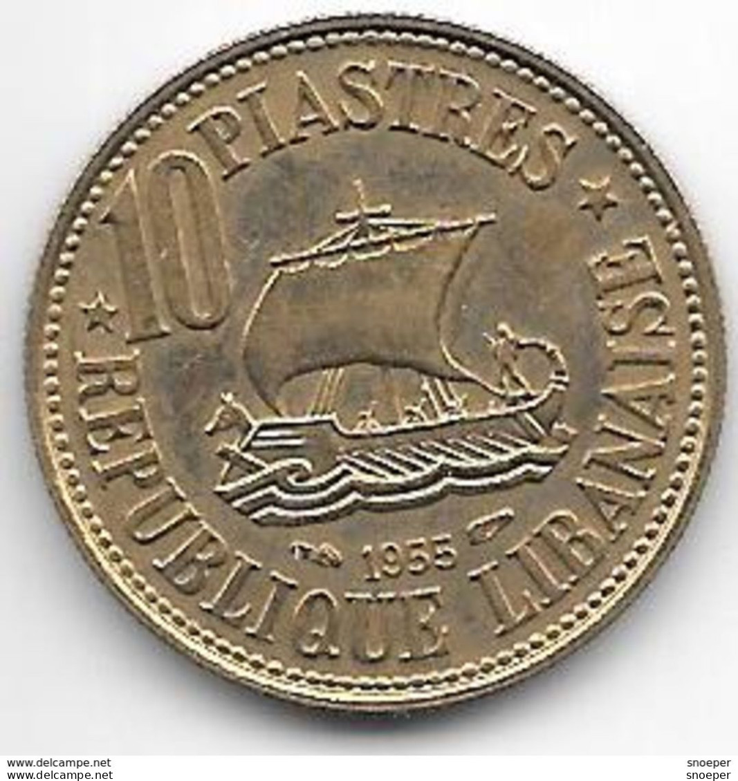 *lebanon 10 Piastres 1955  Km 23   BU - Líbano