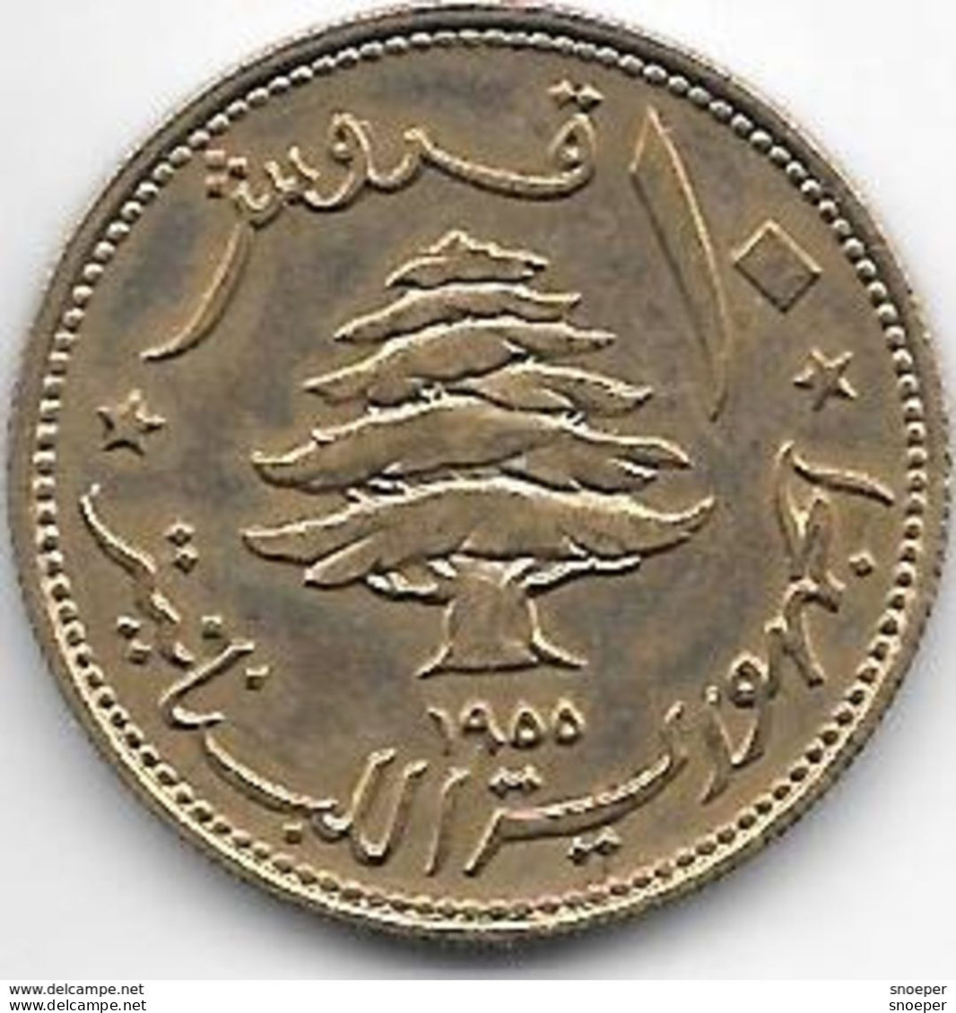 *lebanon 10 Piastres 1955  Km 23   BU - Liban